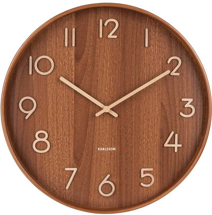Karlsson Wanduhr 40x40x4,5 cm Holz • Modernes Design • Geräuscharmes Quarzuhrwerk