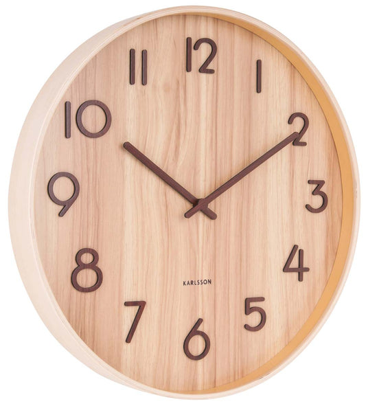 Karlsson Wanduhr 40 cm Ø Holz • Geräuschloses Quarzwerk • Modernes Design