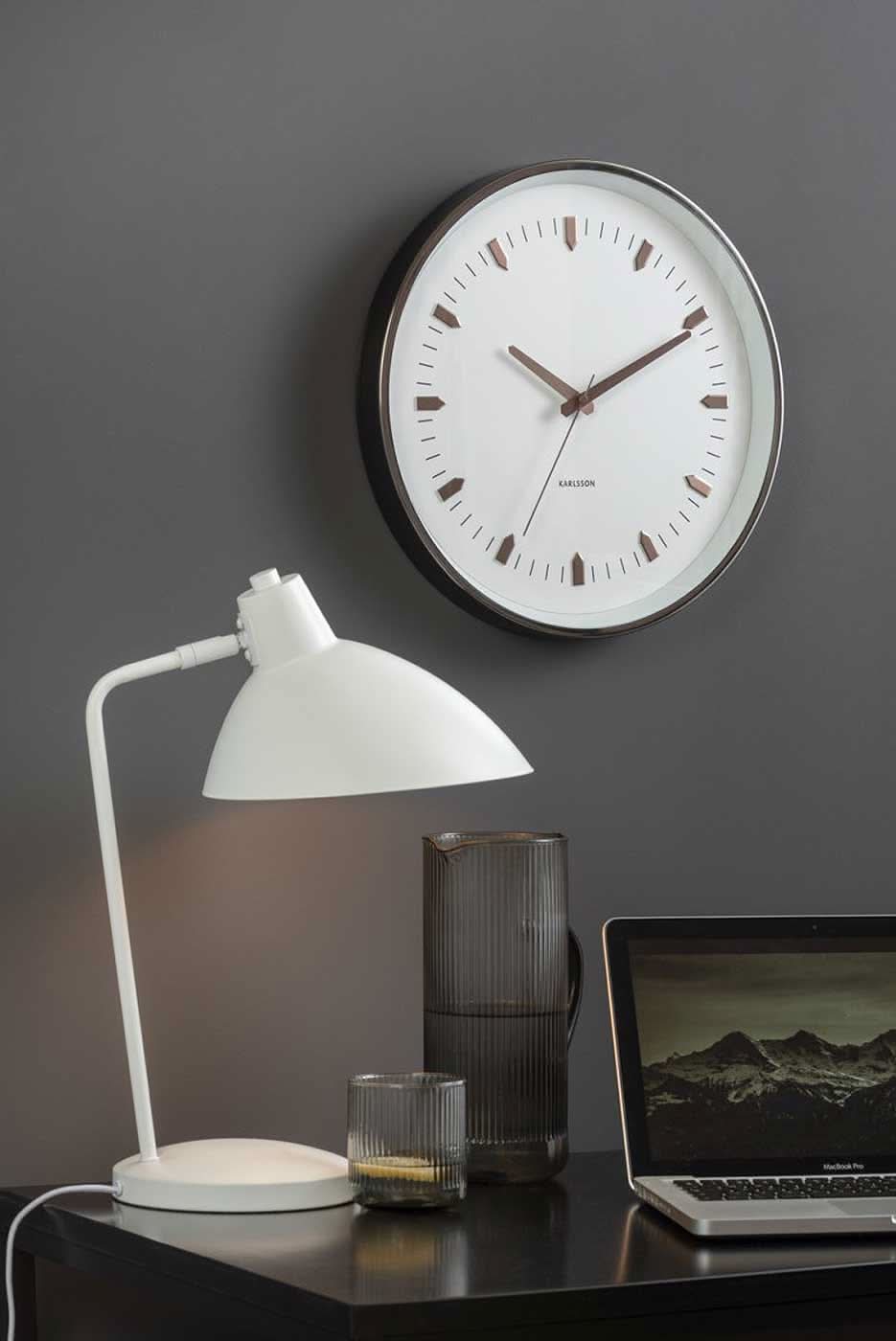Karlsson Wanduhr 35x35x5,5 cm Metall • Modernes Design • Roségoldene Akzente