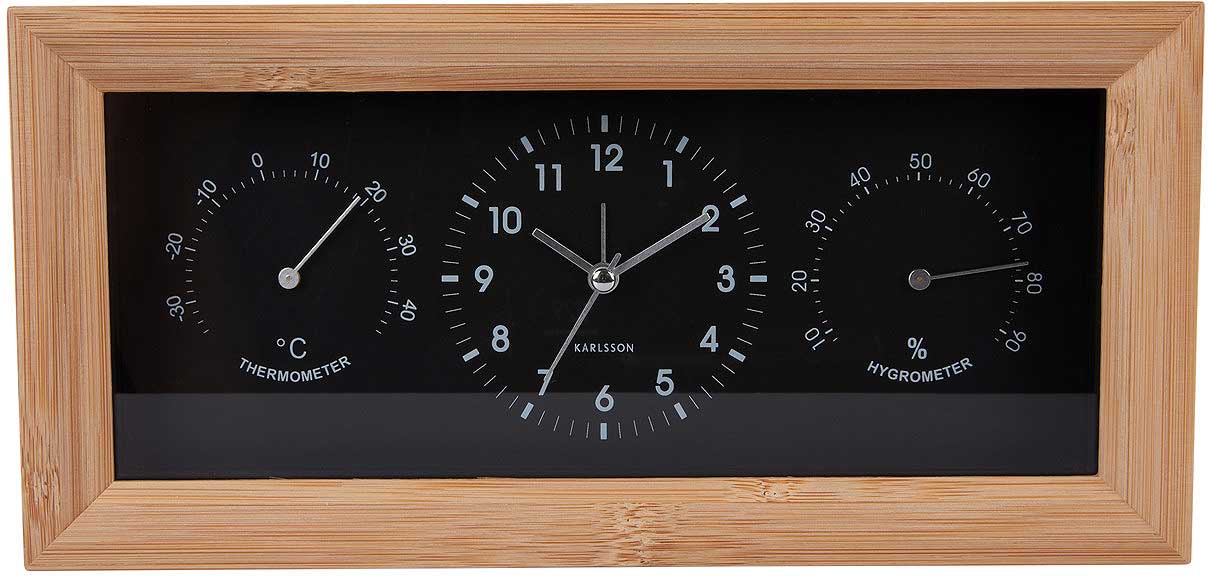 Bambus Wecker, analog, schwarz - Karlsson Modell: KA5925BK