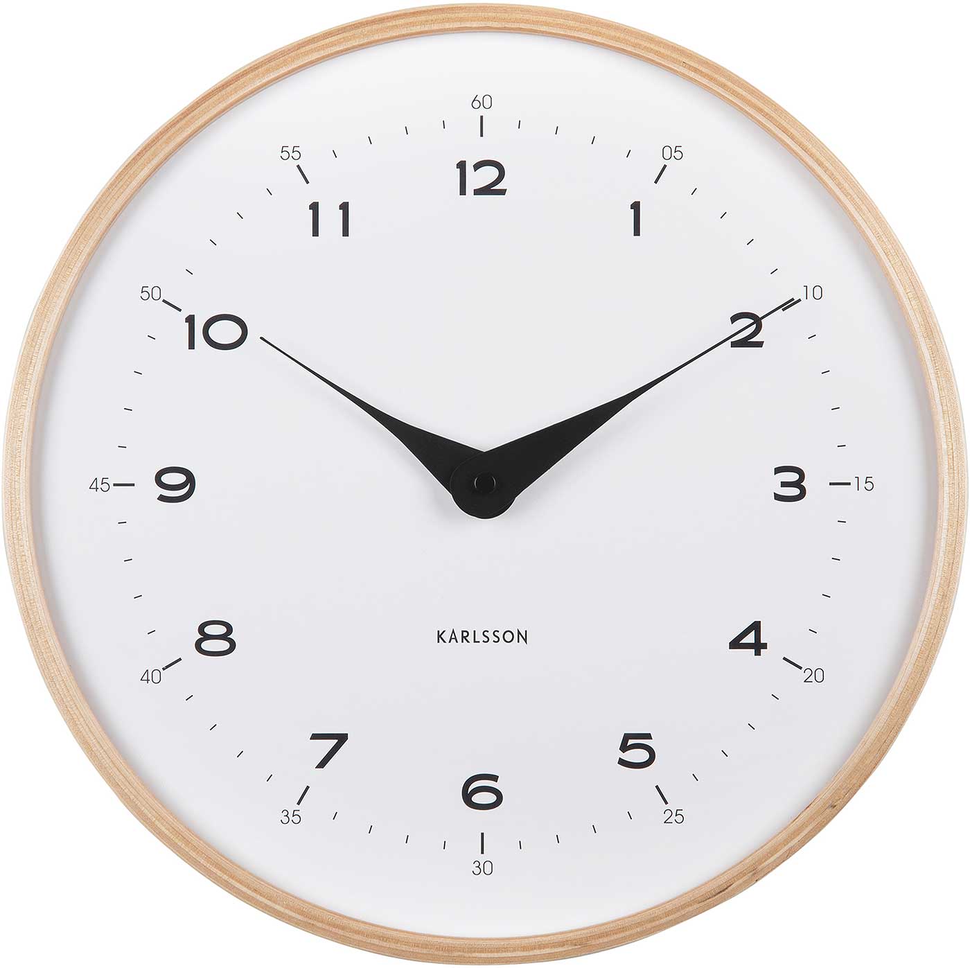 Karlsson Wanduhr 30 cm Ø Holz • Modernes Design • Batteriebetrieben
