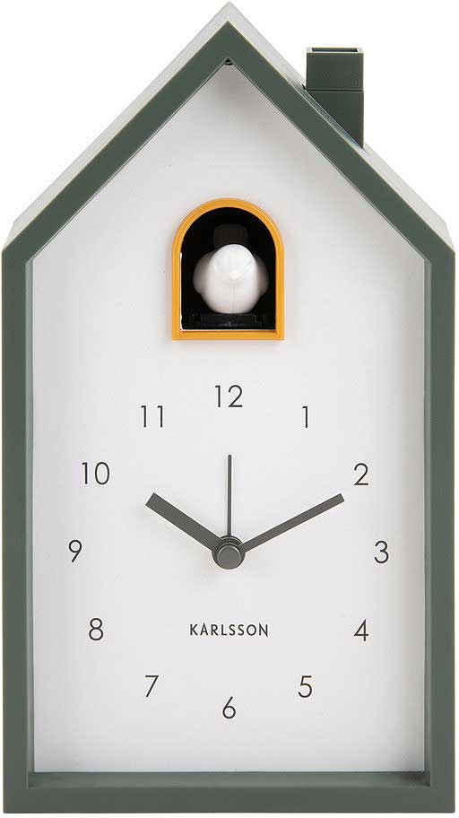 Karlsson Modern Cuckoo Wecker 20x12x6 cm Kunststoff • Quarz-Uhrwerk • Kuckucksruf
