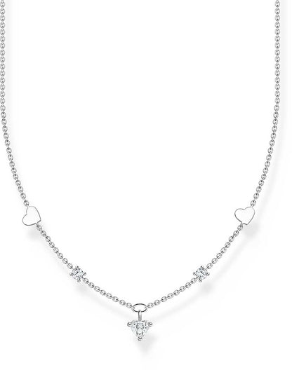 Halskette mit Herzen und weißen Steinchen - 925er Sterlingsilber
