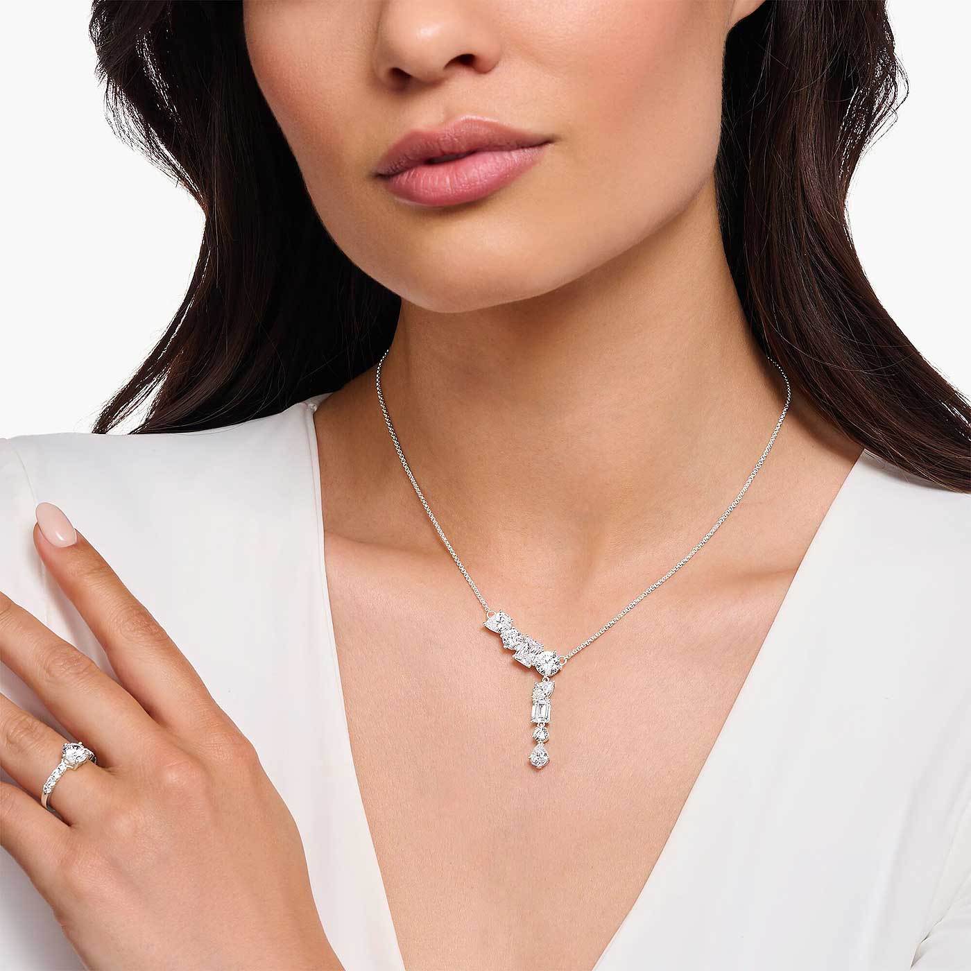 Y- Halskette mit Steinen besetzt Mismatch-Optik - Thomas Sabo Modell: KE2194-051-14