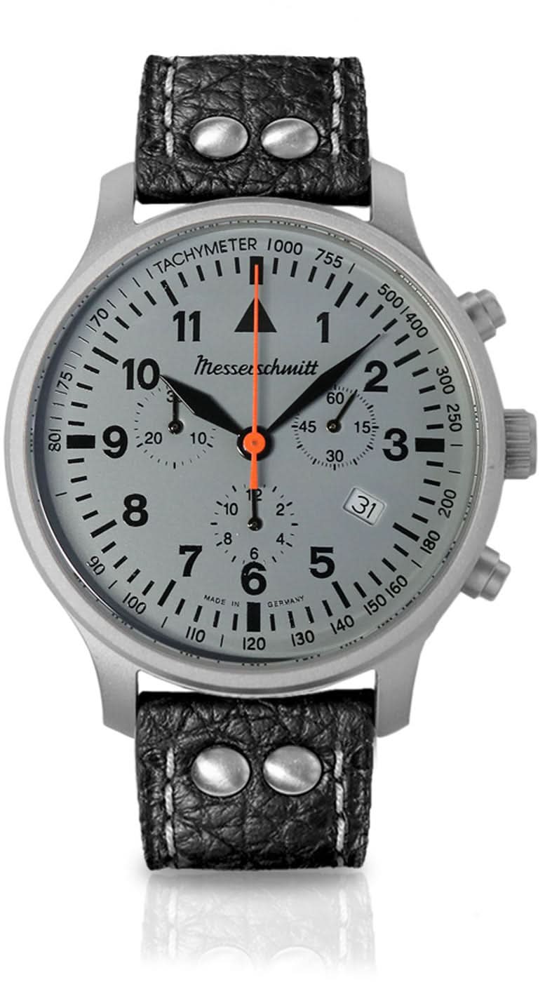 Messerschmitt Flieger Chronograph ME-3H201 Herrenuhr • Made in Germany • Sandgestrahltes Gehäuse