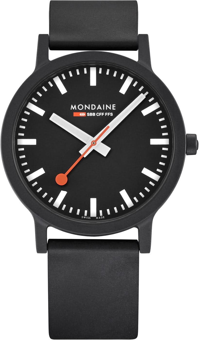 Mondaine Essence MS1.41110.RB Watch • Swiss Design Classic • Red Second Hand (Trowel)