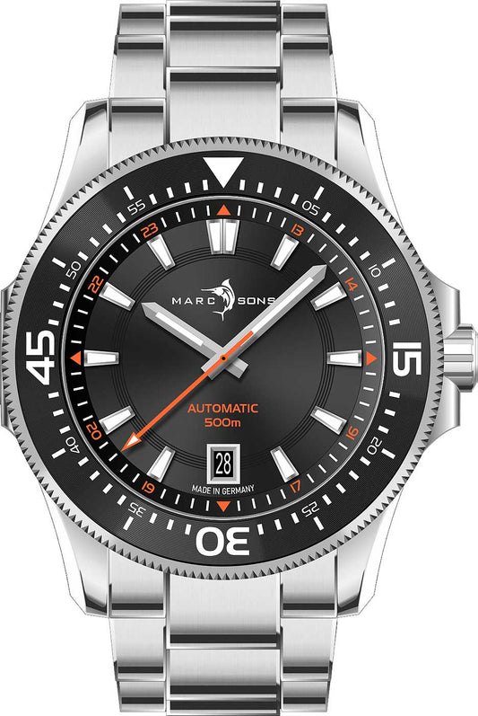 Military Diver Black Orange - Marc and Sons Modell: MSD-051-14S