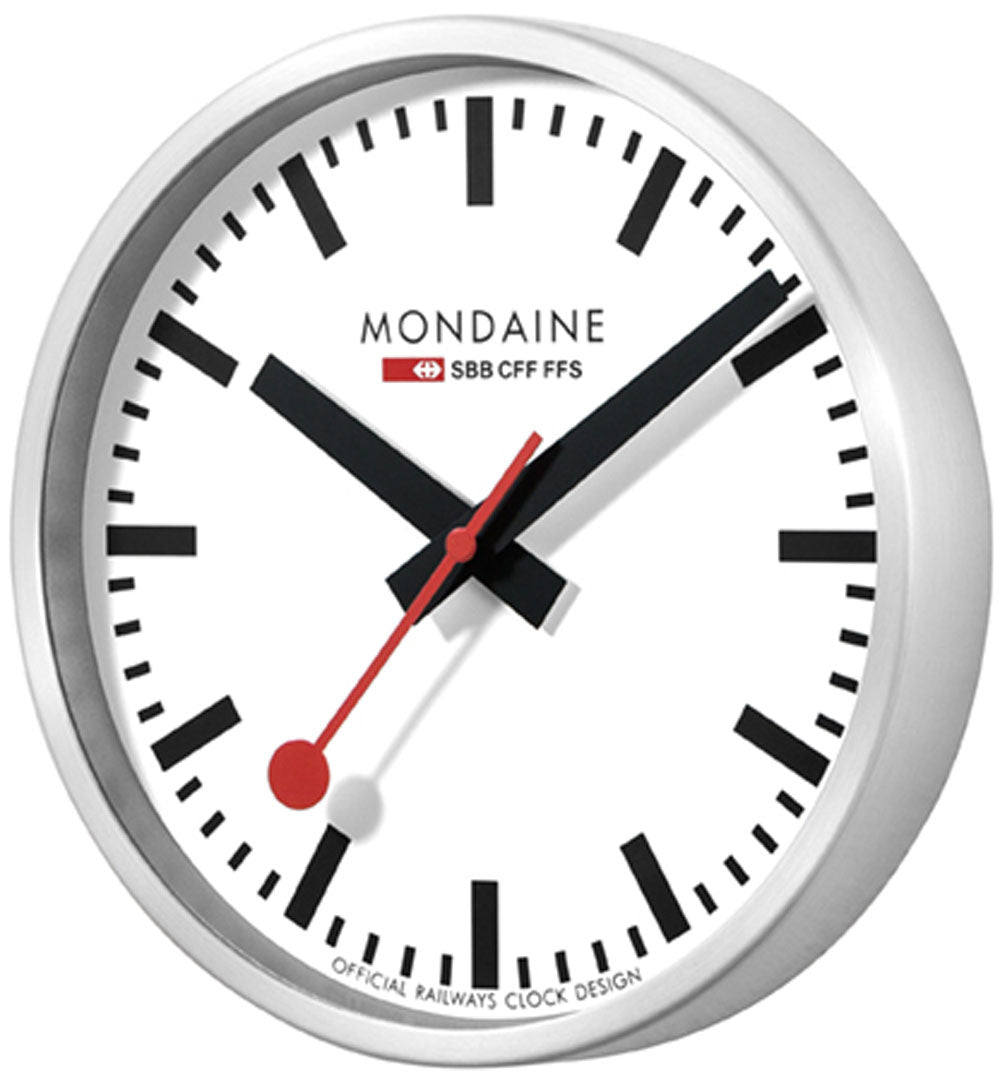 Mondaine Wanduhr 25 cm Ø Aluminium • WLAN-Konnektivität • Stop2go Funktion