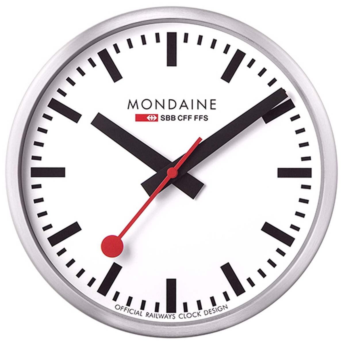 Mondaine Wanduhr 25 cm Ø Aluminium • WLAN-Konnektivität • Stop2go Funktion