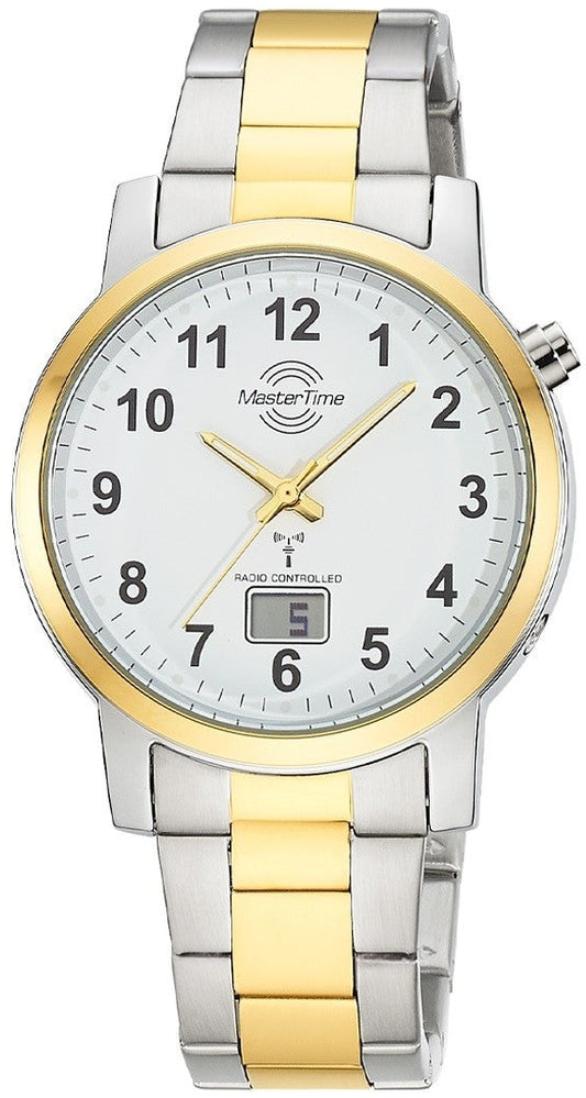 Master Time Herren Funkuhr Bicolor Edelstahl Quarz mit Datum