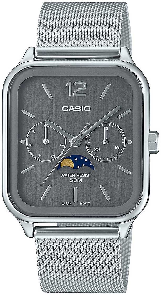 Casio Timeless Collection MTP-M305M-8AVER Men's Watch • Moon Phase Display • Mesh Bracelet