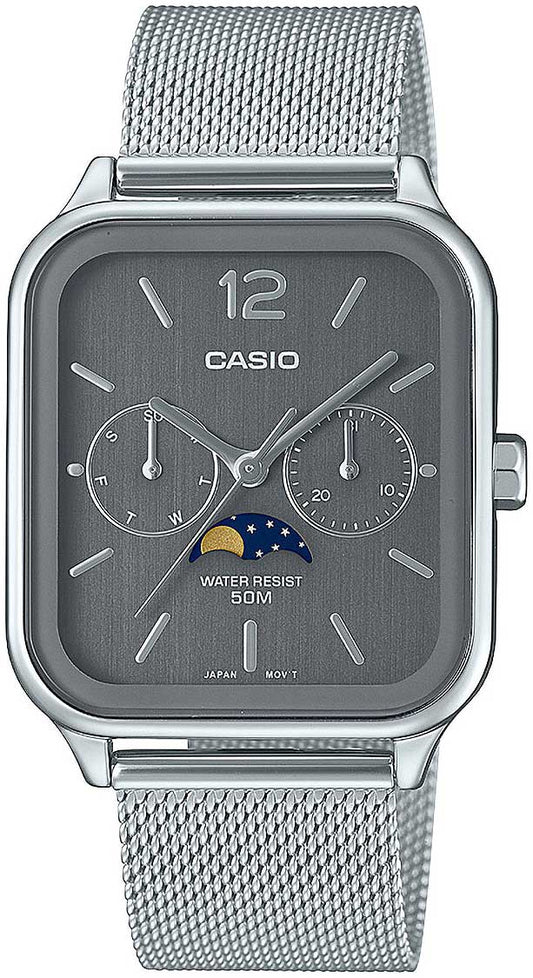 Casio Timeless Collection MTP-M305M-8AVER Herrenuhr • Mondphasenanzeige • Mesh-Armband