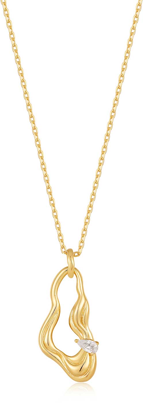 ANIA HAIE N050-01G Halskette mit gedrehtem Wellentropfen Anhänger