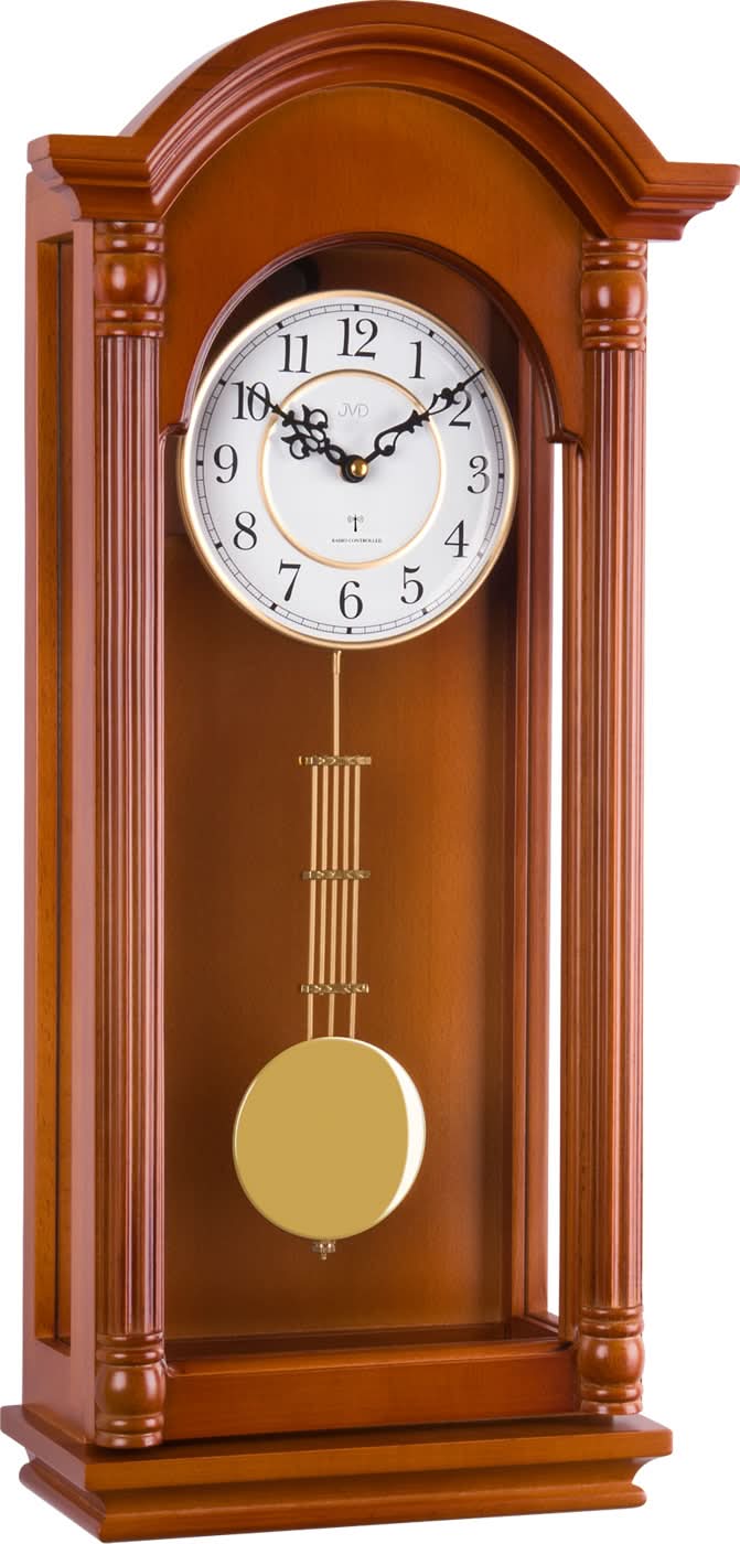 JVD Wanduhr 63x24x15 cm Holz • Funkgesteuert • Pendel