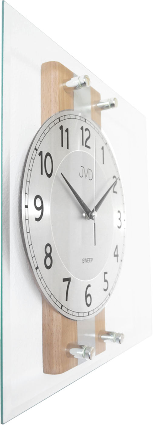 JVD Wanduhr 32x32 cm Holz • Geräuscharmes Quarzwerk • Zeitloses Design