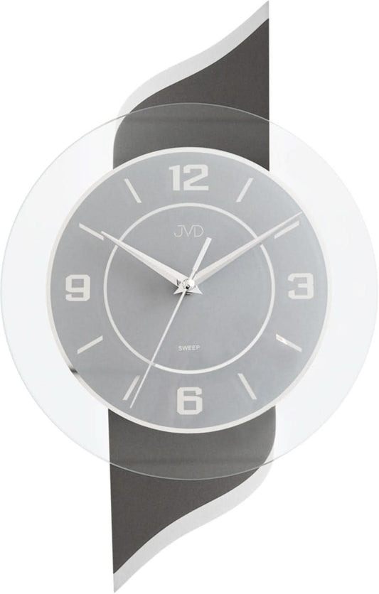 JVD Wanduhr 46x46x6,5 cm Glas • Geräuschloses Quarzwerk • Zeitloses Design