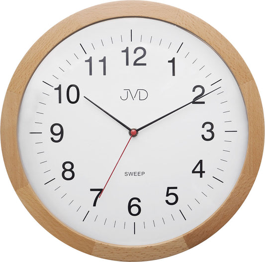 JVD Wanduhr 31 cm Ø Holz • Geräuschloses Quarzwerk • Echtholz-Design