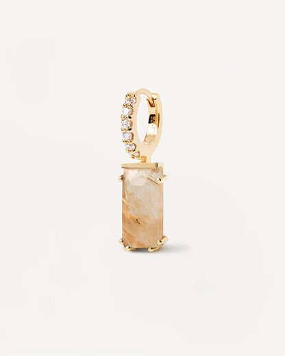 Naoki Einzel Kreole mit Steinchen & Edelstein Anhänger -18K  vergoldet