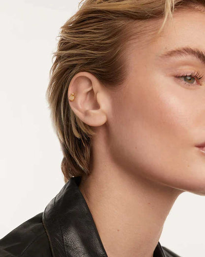 Kimi Einzel Ohrring mit Edelstein Anhänger - 18K Goldplattierung