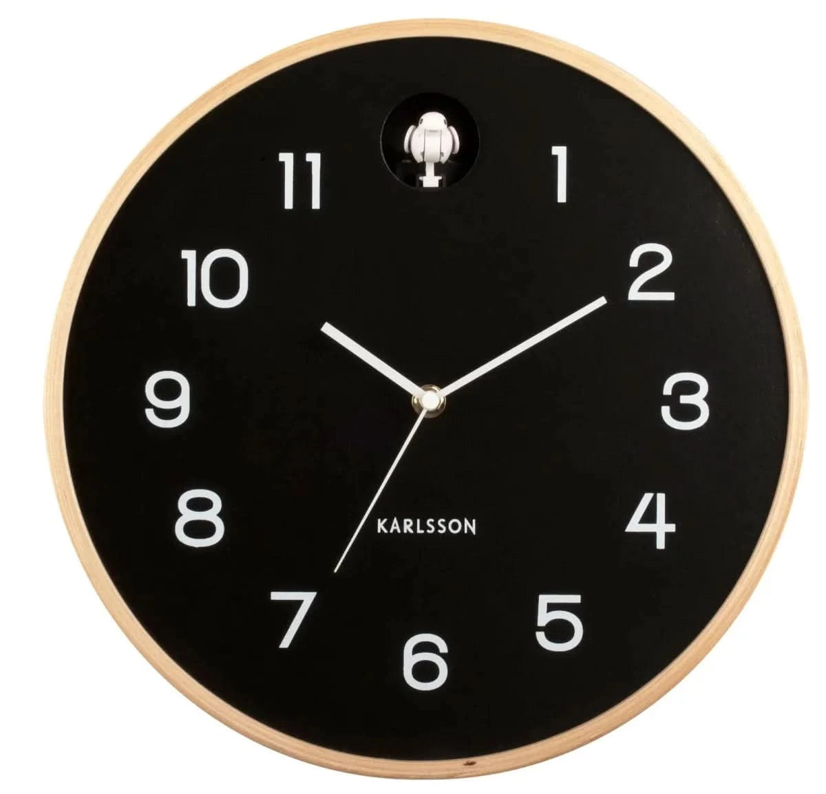 Karlsson Wanduhr 32x32x6 cm Holz • Geräuschloses Uhrwerk • Kuckucksruf