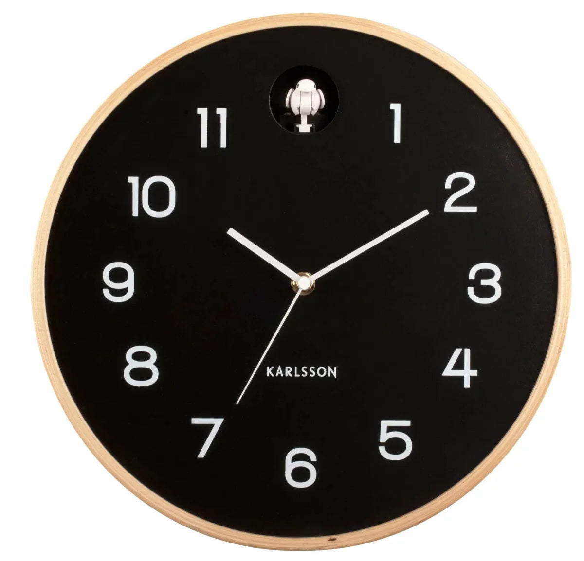 Karlsson Wanduhr 32x32x6 cm Holz • Geräuschloses Uhrwerk • Kuckucksruf