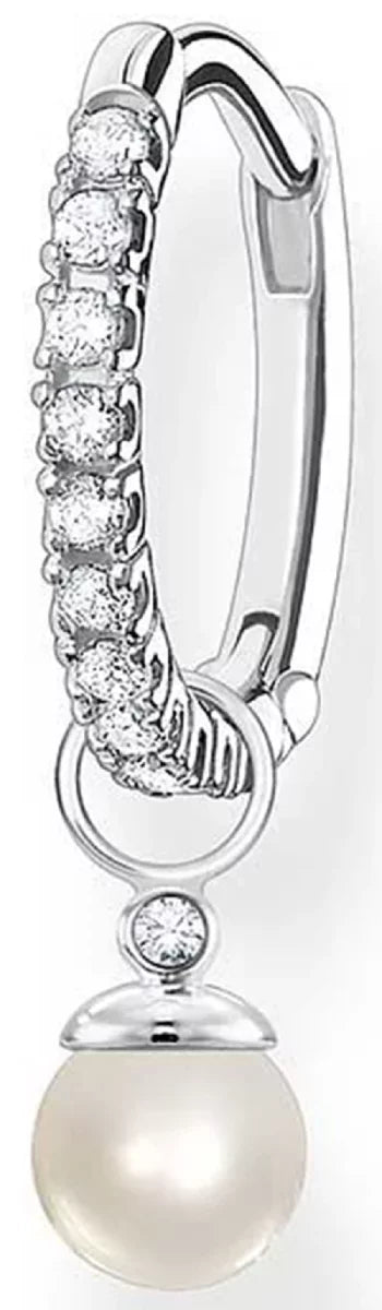Einzel Kreole mit Steinen und Perlen Anhänger