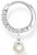 Single Creole Hoop Earring with Stone and Pearl Pendant