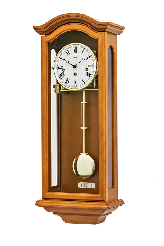 AMS Wanduhr 66x26 cm Holz • Mechanisches 8-Tage Uhrwerk • Westminster Melodie