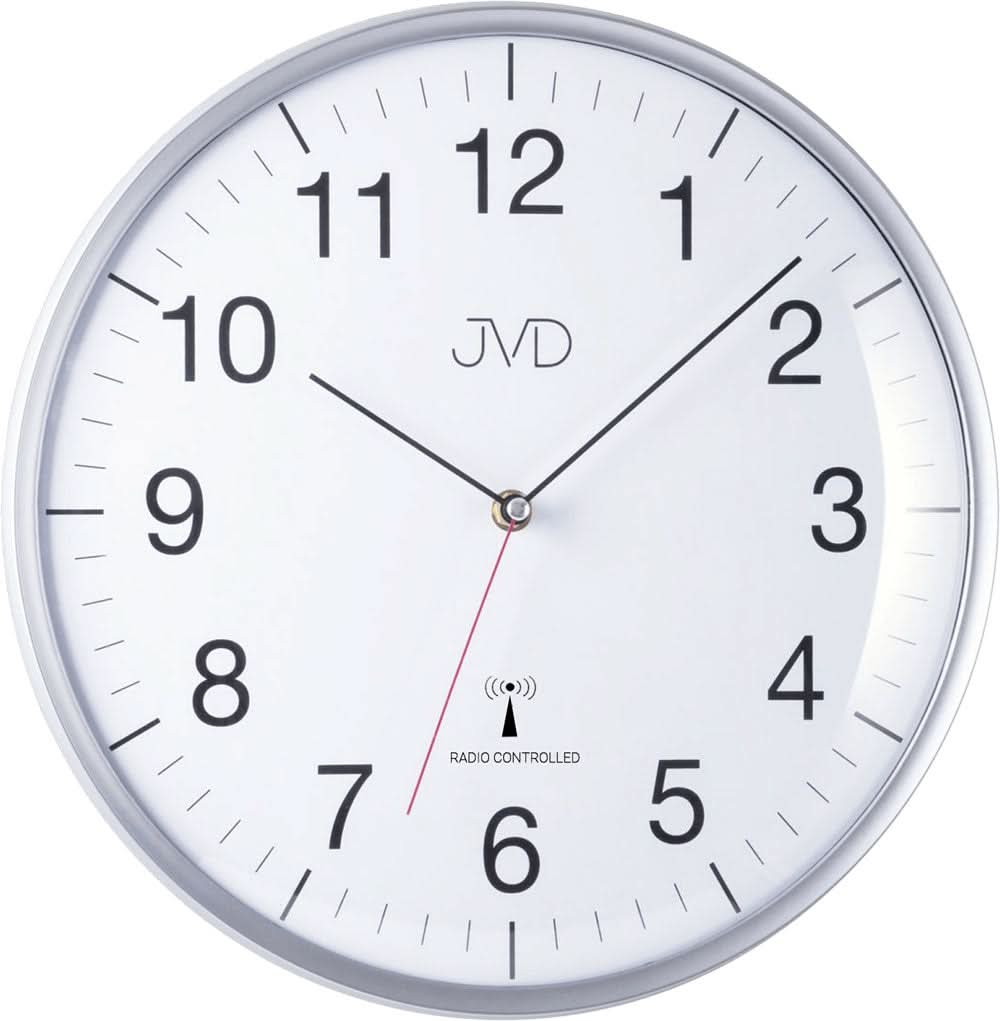 JVD Wanduhr 33 cm Ø Kunststoff • Moderne Funkuhr • Gut lesbar