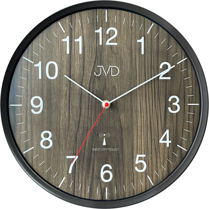 Wanduhr mit Funkuhrwerk und Holzoptik Zifferblatt - JVD Modell: RH17.3