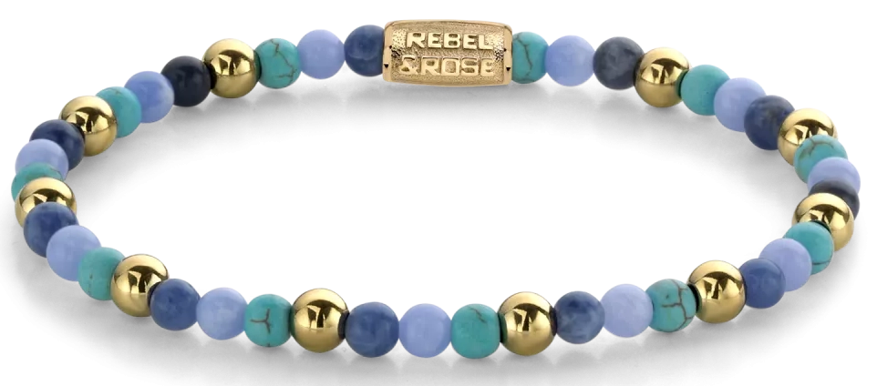 Armband Edelsteinen unterschiedliche Blautönen Edelstahlverschluss