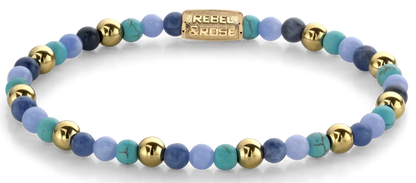 Armband Edelsteinen unterschiedliche Blautönen Edelstahlverschluss