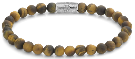 Armband aus 6mm Naturstein in Tigeraugeoptik mit Edelstahlverschluss - Rebel&Rose Modell: RR-60083-S-L