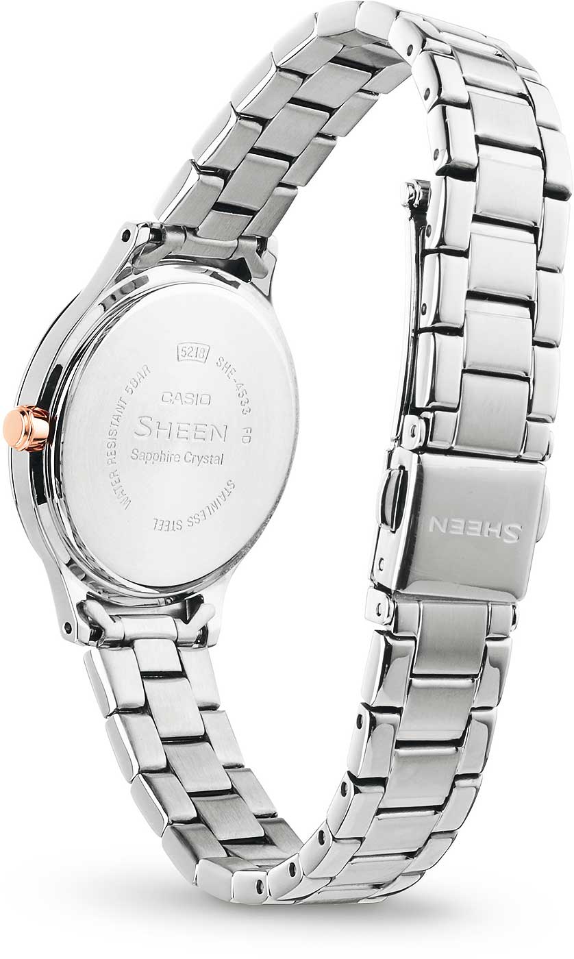 Casio SHEEN SHE-4533D-7AUER Damenuhr • Kratzfestes Saphirglas • Elegantes, flaches Design