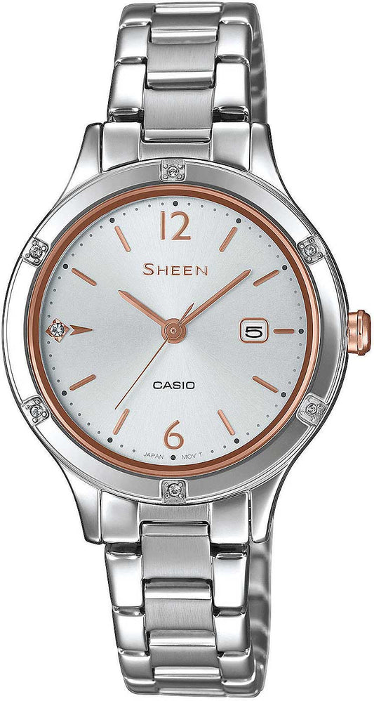 Casio SHEEN SHE-4533D-7AUER Damenuhr • Kratzfestes Saphirglas • Elegantes, flaches Design