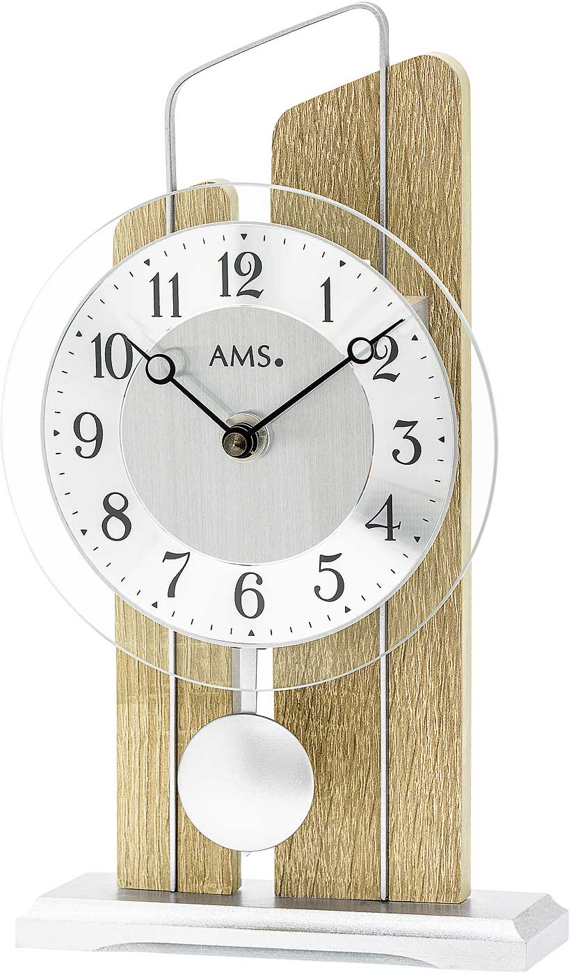 AMS Tischuhr 25x14x6 cm Holz • Modernes Design • Geräuschloses Uhrwerk