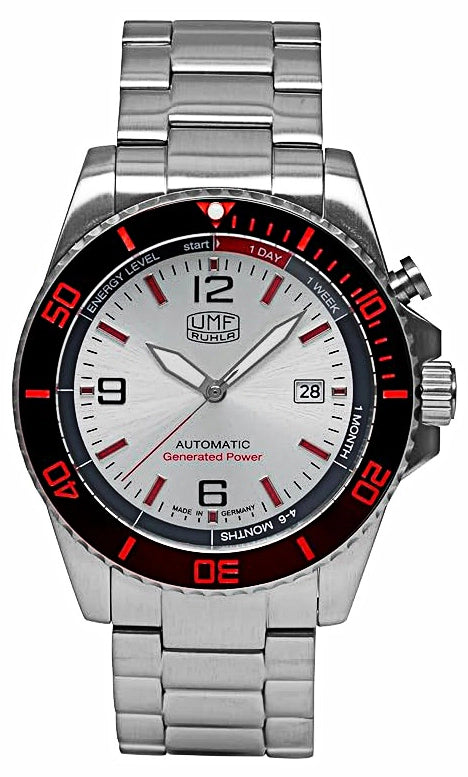 Herrenuhr silberfarben mit Edelstahl-Gliederarmband – UMF-Ruhla Modell: 1072M-1