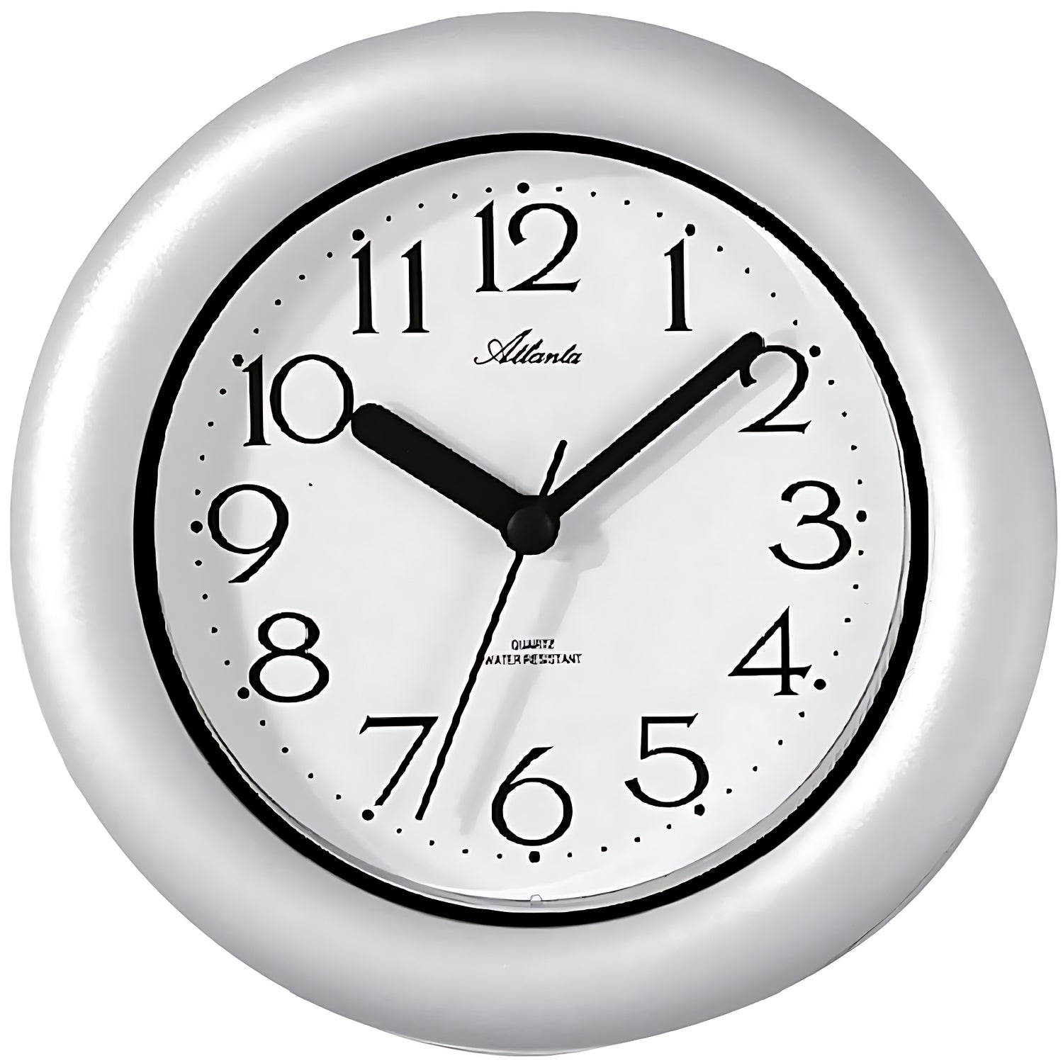 Atlanta Wall Clock 17 cm Ø Plastic • Silent Quartz Movement • Steam and Water Protected