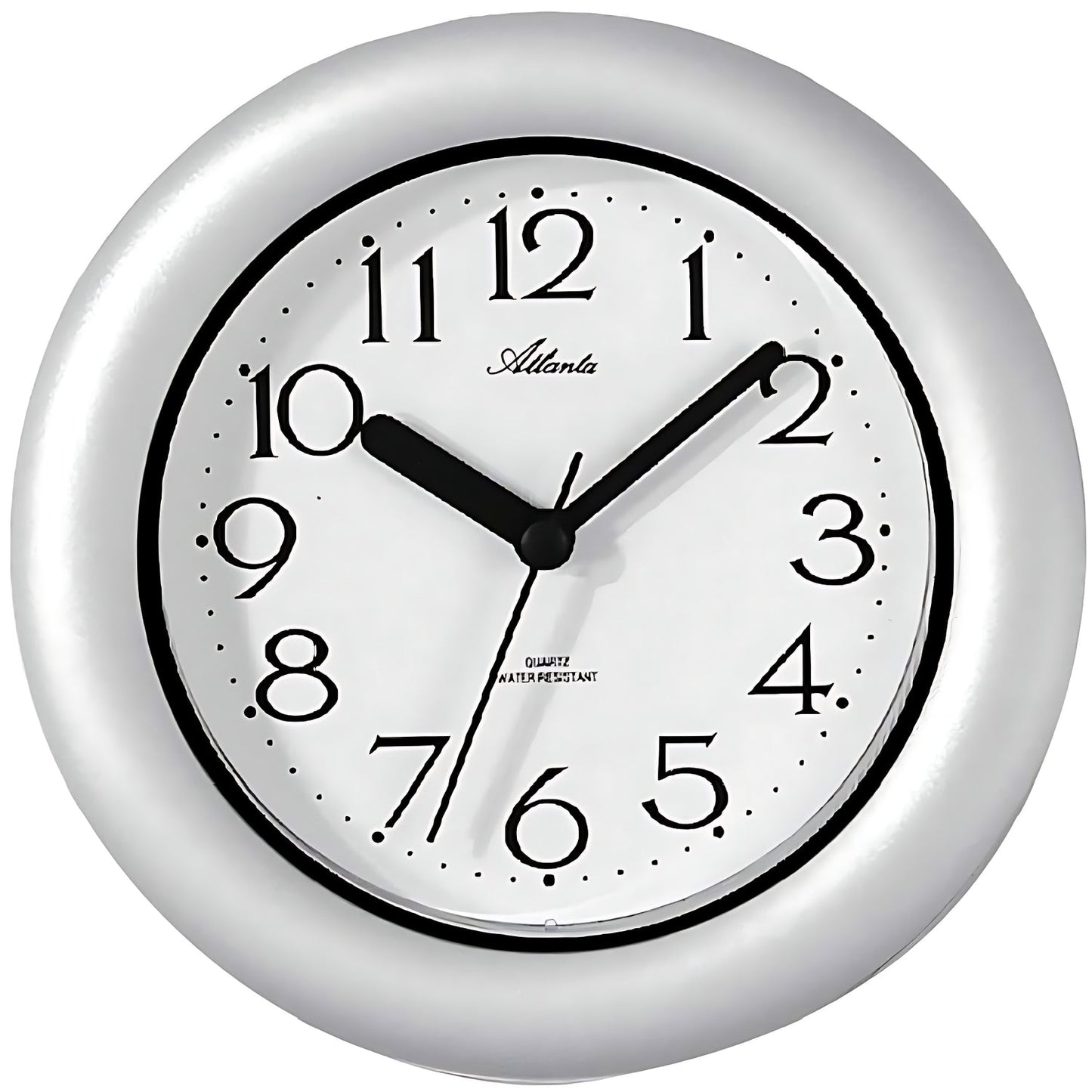Atlanta Wall Clock 17 cm Ø Plastic • Silent Quartz Movement • Steam and Water Protected