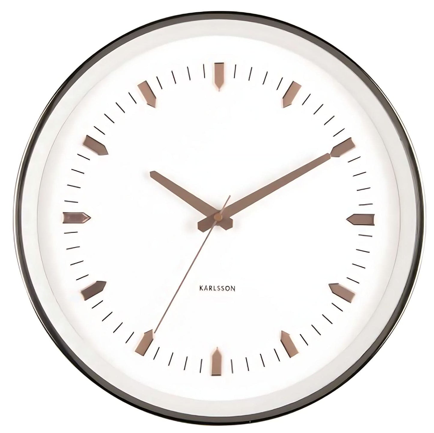 Karlsson Wanduhr 35x35x5,5 cm Metall • Modernes Design • Roségoldene Akzente