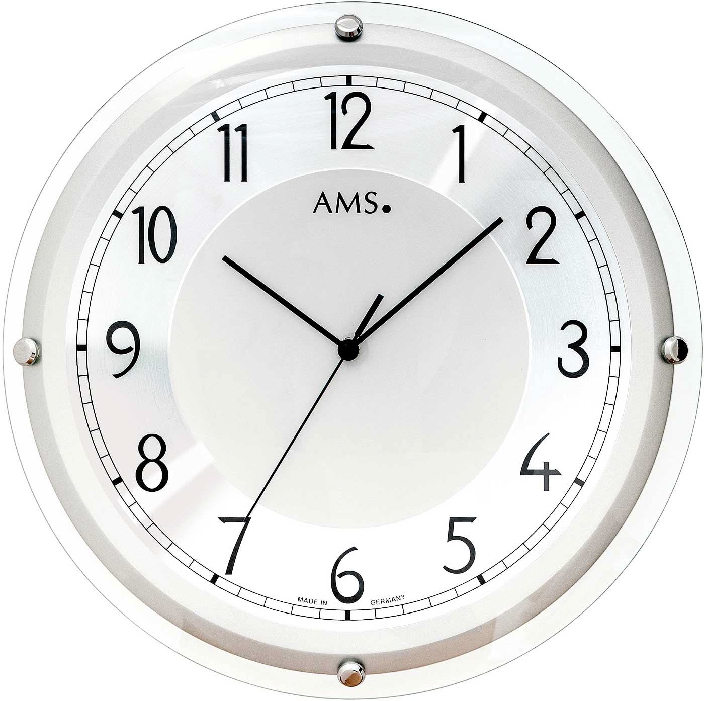 AMS Wall Clock 40x40x5 cm Wood • Precise Radio-Controlled Movement • Modern Design