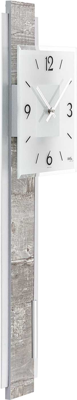 AMS Wanduhr 68x22x7 cm Holz • Präzises Quarzwerk • Modernes Design