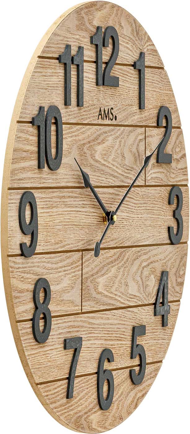 AMS Wall Clock 50x50x3 cm Wood • Precise Quartz Movement • Timeless Design