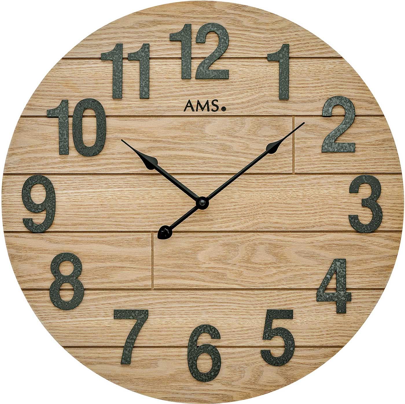 AMS Wall Clock 50x50x3 cm Wood • Precise Quartz Movement • Timeless Design