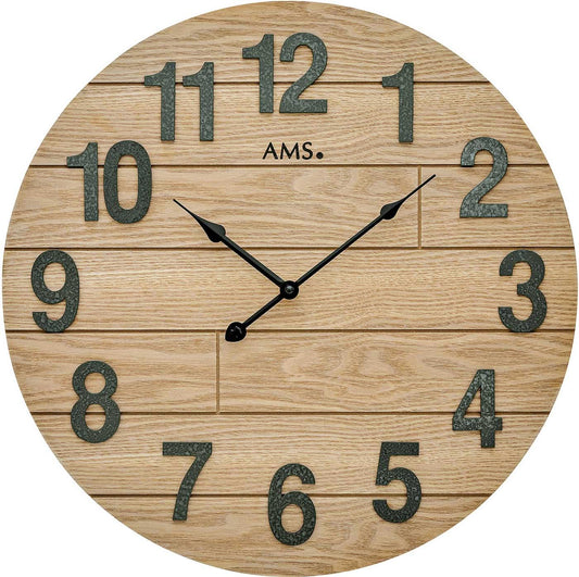 AMS Wall Clock 50x50x3 cm Wood • Precise Quartz Movement • Timeless Design