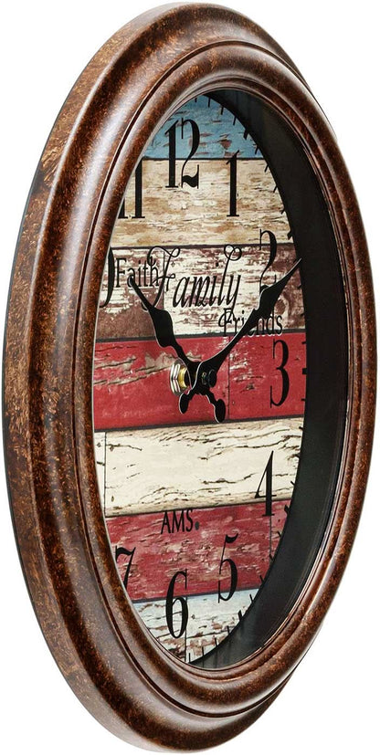 AMS Wanduhr 28x28x5 cm Kunststoff • Leises Quarzwerk • Vintage-Stil