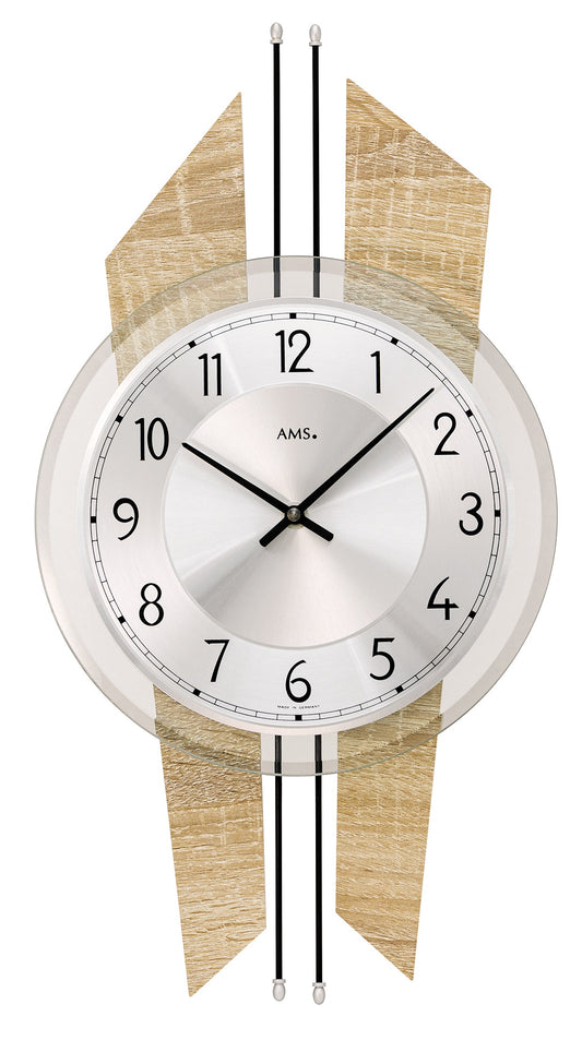 AMS Wanduhr 40x40x5 cm Holz • Präzises Funkwerk • Modernes Design